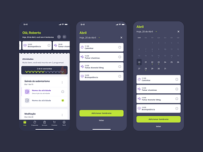 Vitat - App - Feature Calendar & Tasks app design mobile product design ui ux