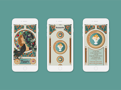 Art Nouveau App affinitydesigner art nouveau experiment illustration redesign ui vector