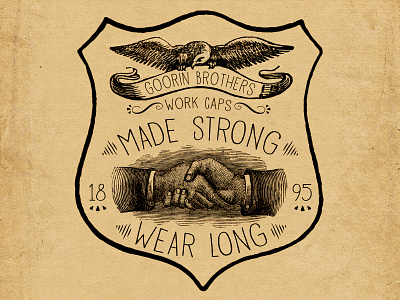 Made Strong Wear Long Patch absurdity americana branding ephemera graphic graphic design heritage history identity illustration lettering mystery patch tried and true typography vintage work caps work wear