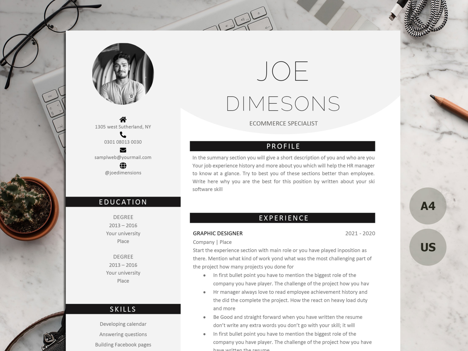 1, 2 & 3 PAGE RESUME TEMPLATE MADE WITH MICROSOFT WORD by Paul resume ...