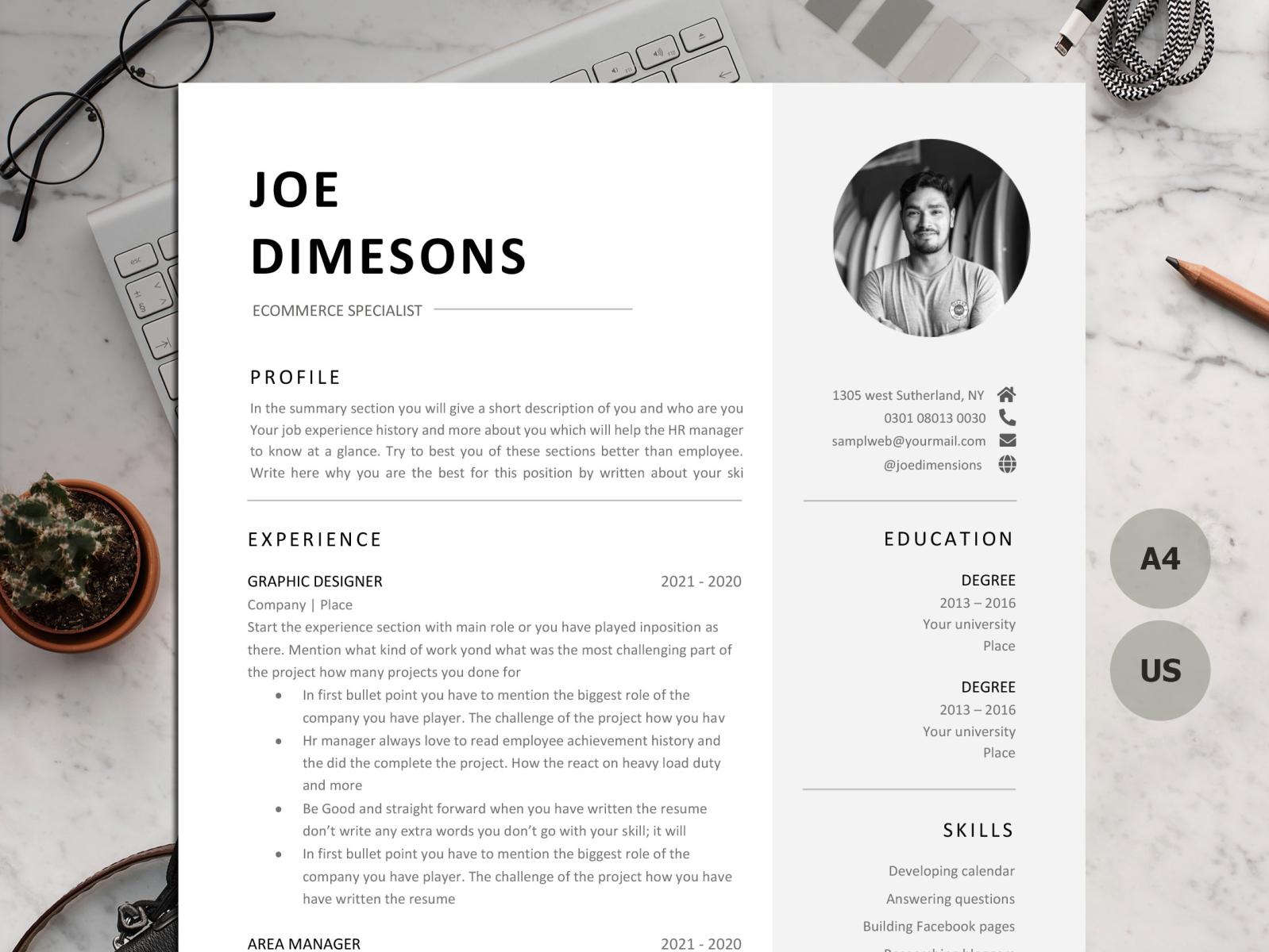 1, 2 & 3 PAGE RESUME TEMPLATE MADE WITH MICROSOFT WORD by Paul resume ...