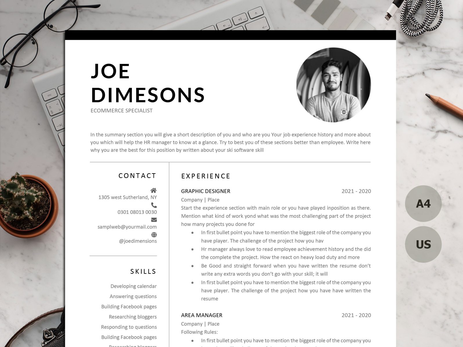 1, 2 & 3 PAGE RESUME TEMPLATE MADE WITH MICROSOFT WORD by Paul resume ...