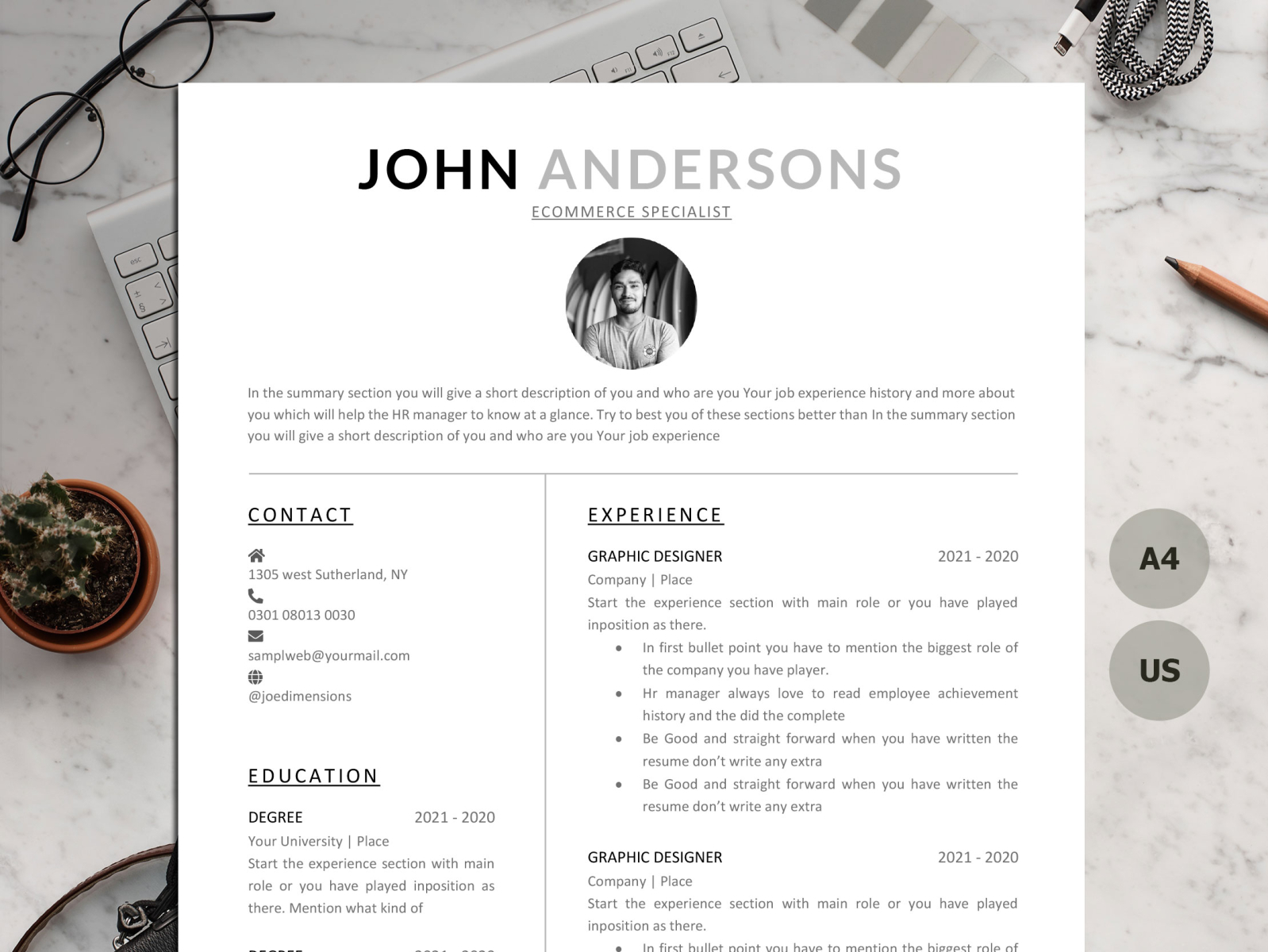 1, 2 & 3 PAGE RESUME TEMPLATE MADE WITH MICROSOFT WORD by Paul resume ...