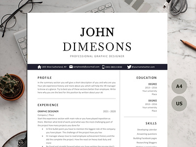 Professional Resume Template with Cover Letter simple and clean resume template