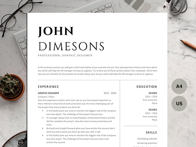 1, 2 & 3 Page Resume Template for Word and Pages photography