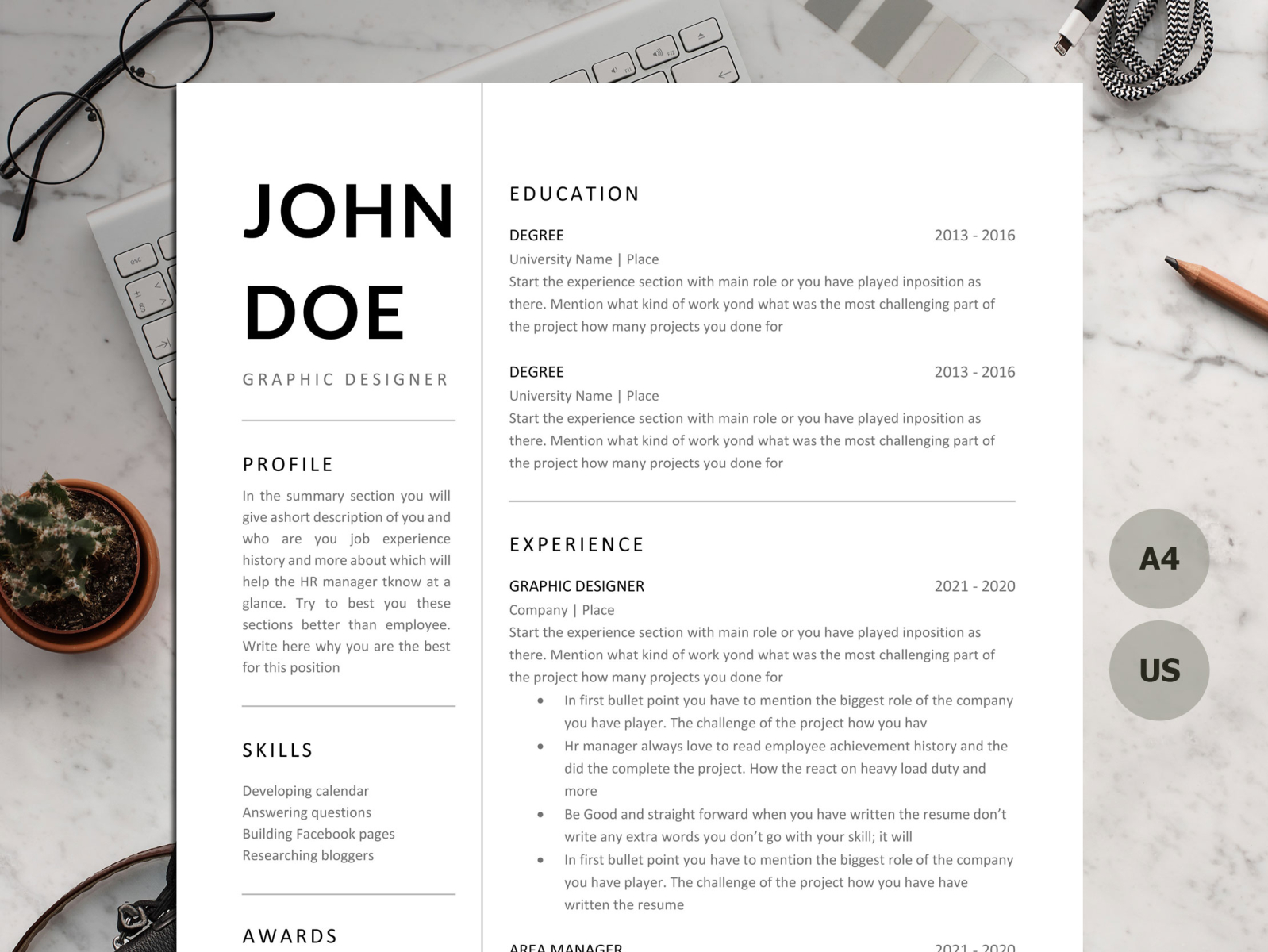 Modern Resume Template for Word by Paul resume on Dribbble