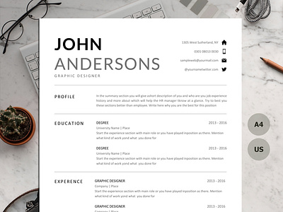 Modern Resume Template Word clean minimalist