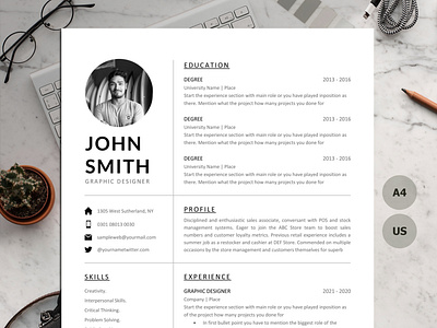 Modern Resume Template with Cover Letter & ms word