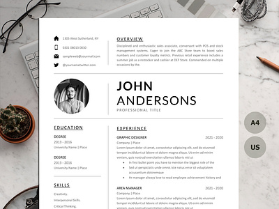 Organizing your resume with Word, Indesign and Photoshop curriculum vitae template