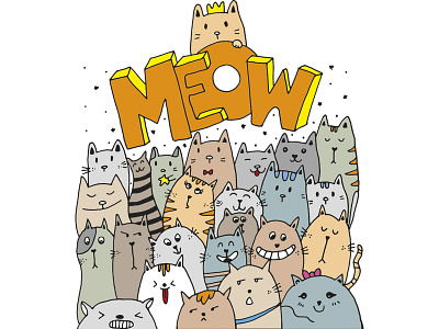 Cute cats animals beautiful cats cool cute design doodle doodleart drawing fantastic illustration kitty love meow nature