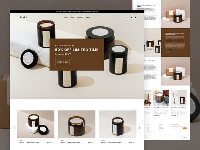 Home page website design brown candle design flat graphic design home page minimalistic orange vector web design website