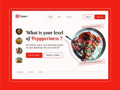 Spicy Restaurant Hero Section Concept design figma figma designs food hero page hero section homepage interactive landing page landing page designs product design restaurant typography ui ui designs ui ux ui ux designs ux website website design