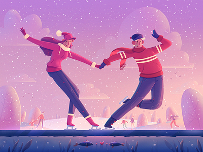 Happy Valentine's Day! character fireart fireart studio illustration love skates valentines valentines day