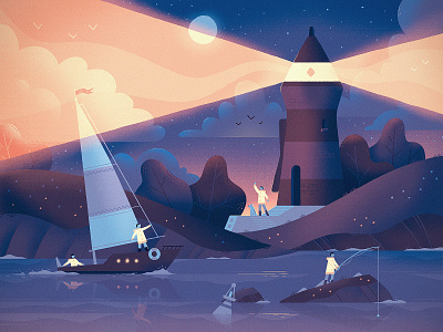 Illustration trends 2020 art dribbble fireart fireart studio illustration lighthouse