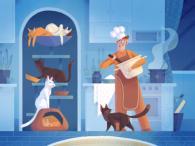 Feeding time art character dribbble f fireart fireart studio illustration