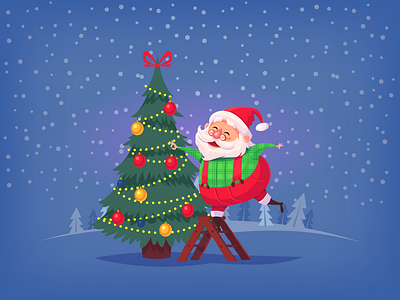 Cartoon Santa Claus illustration cartoon character christmas christmastree holiday santaclaus vector