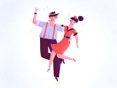Feel the music character couple dance dancers dribbble fireart fireart studio illustration music