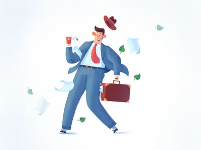 Work Flow art briefcase character design dribbble fireart fireart studio illustration office wind work