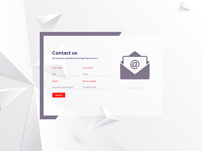 Contact form mockup contact form isometric shapes triangles
