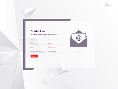 Contact form mockup