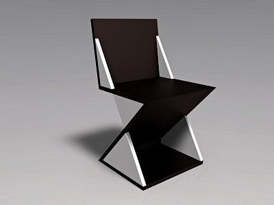 Zigzag chair redesign 3d chair chair design design furniture furniture design gerritrietveld illustration interiordesign keyshot rhinoceros zigzag