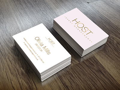 Host Event Management Business cards business cards design gold pink shiny weddings