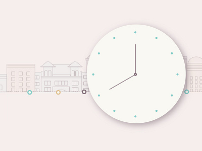 Hotels over time clock colour hotel illustration line pastel