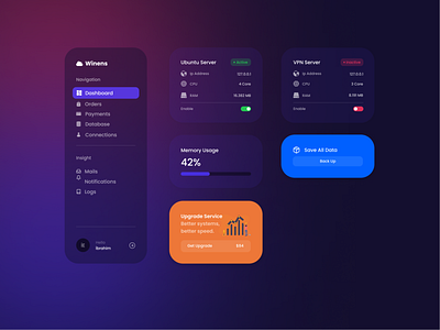 Awesome UX UI Server Dashboard By Winens