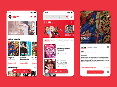 Mangagan App app design manga mobile mobile app design mobile ui ui uidesign uiux uiuxdesign