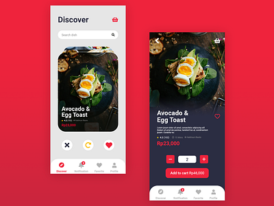 Food App app cuisine design flat food food app mobile app design order red restaurant ui ui ux