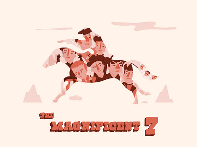 The magnificent 7 cowboy flat illustration illustrator magnificent 7 photoshop vintage western