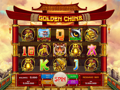 The main UI of the slot game "Golden China" china slot china themed chinese game chinese slot game reel gamereels golden china oriental slot oriental symbols oriental themed slot art slot design slot game art slot game reel slot machine art slot machine design slot symbol slot symbols