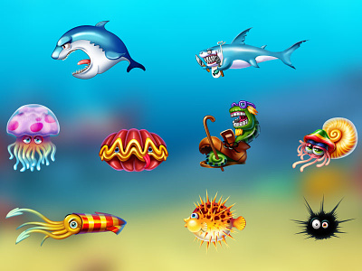 Slot symbols of the Ocean Themed slot ⁠🌊🌊🌊