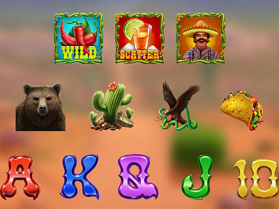 Mexican Themed slot symbols 🌵🌶 game art game design mexican art mexican symbols online slot design slot game art slot game design slot game developer slot game development slot game graphics slot machine slot machine design slot machine graphics slot symbols symbols