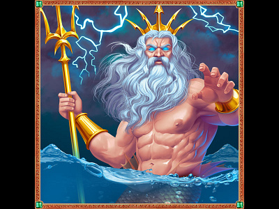 Poseidon as a slot symbol character character design character designer digital art digital designer digital illustration digital illustrator digital painting digitalart gambling gambling art gambling design game art game design online slot design slot game graphics slot machine