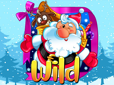 Santa & Deer as a WILD slot symbol casino design casino slot casino symbol christmas slot deer logo deer symbol gambling game art game design newyear slot online santa santa symbol slot design slot game art slot game design slot machine art slot machine design wild wild symbol