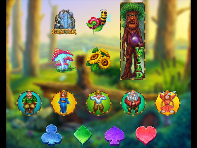 Set of slot symbols for the game "World of Dwarfs"