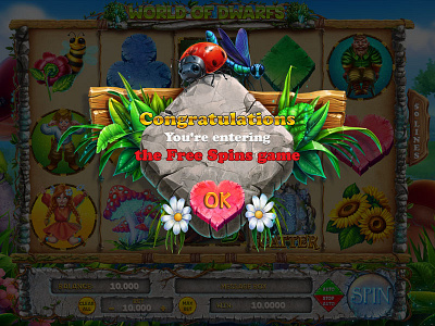 Congratulatory screen - Free Spins