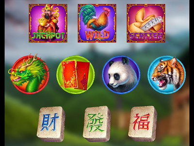 Set of symbols for the Chinese themed Casino Game 2d art 2d graphics chinese art chinese game chinese style chinese symbols design game gambling game art game design game designer game designning game developer game development game symbols graphic design illustration slot design symbols design symbols development