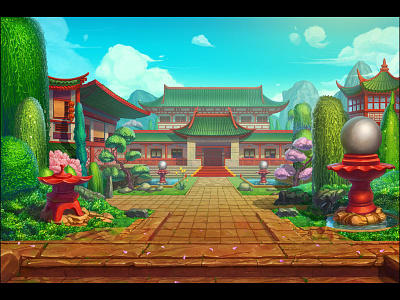 Background for the Oriental themed slot game "Asian Cats" art slot background design background illustration backround chinese slot chinese symbol chinese themed game art game design graphic design illustration illustration design oriental slot oriental themed slot design slot game designer slot machine design