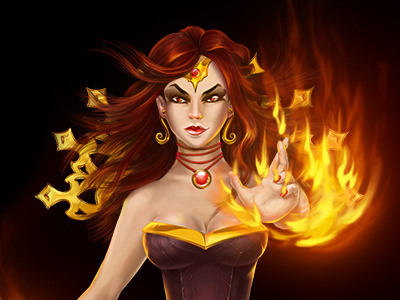 Enchantress of fire character concept art enchantress fantasy fire game game art game design magic online power spell
