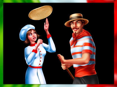 Italian characters characters concept art cook game game art game design gondolier graphic design italian sketches slot symbols