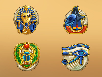 Egypt symbols egyptian eye game art game design graphic design pharaon slot design stones symbols vector art
