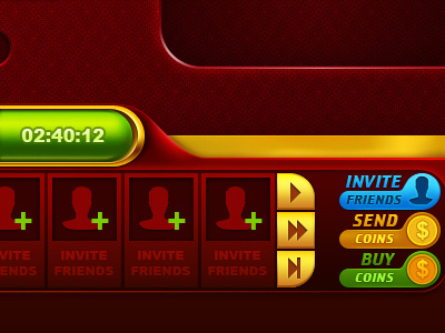 Game screen bonus buttons casino game art game design graphic design jackpot reward screen win