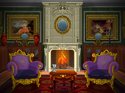 Interior armchairs background casino fireplace game art game design graphic design interior online pictures slot design