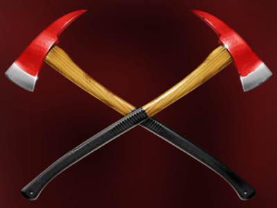 Fire axes axes department digital art fire game art game design graphic design irony red symbol