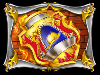 Badge axes badge department digital art fire game art game design graphic design helm slot design symbol