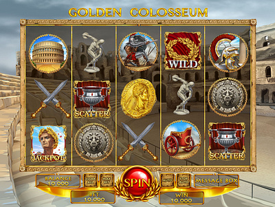 "Golden Colosseum" slot game - the main interface casino casino slot digital art gambling game game art game design game reel online slot online slot game reels slot design slot machine