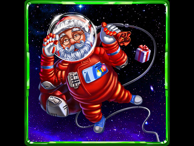 Santa-Astronaut as a slot symbol ⁠🎅🎅🎅 christmas slot christmas theme gambling game art game design online santa slot design space space christmas space santa