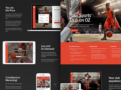 Oz - Landing page for sports basketball dark devices landing page platform responsive sports web